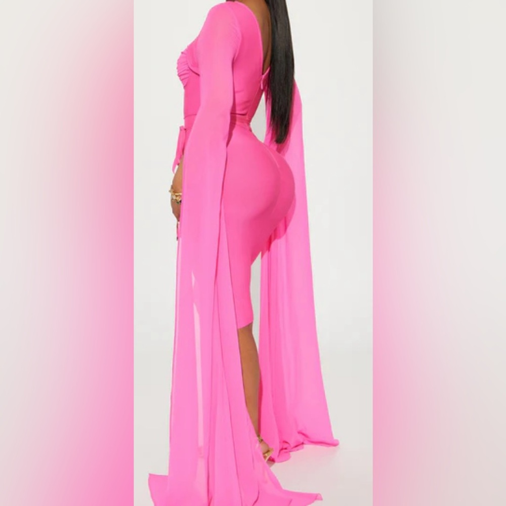 Bandage Mini Dress - Pink: sleeves